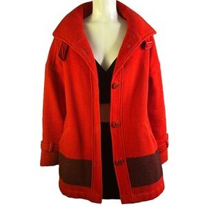 SHARDIK FLEECE RAINMASTER 100% WOOL COAT INUIT RED COAT VINTAGE WOVEN COAT SMALL